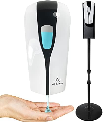 Spa Slender Automatic Soap Dispenser – Touchless Hand Sanitizer Dispenser with Metal Floor Stand – Intelligent Infrared Sensor – Gel or Mist Pumps – 2 Power Modes – Easy DIY Installation Portable