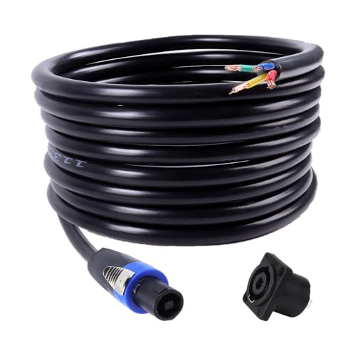 4 Conductor Speakon Cables to Bare Wire 25 Feet 1 Pack