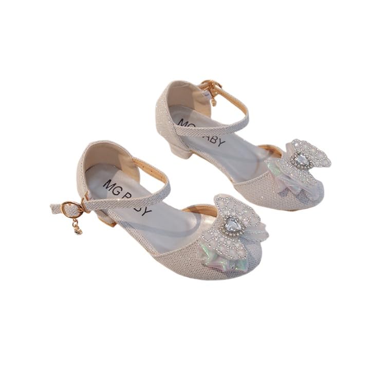 Little Girls Princess Dress Shoes with Bowknot Low Heel Party Wedding Sandals Buckle Outdoor Sandals