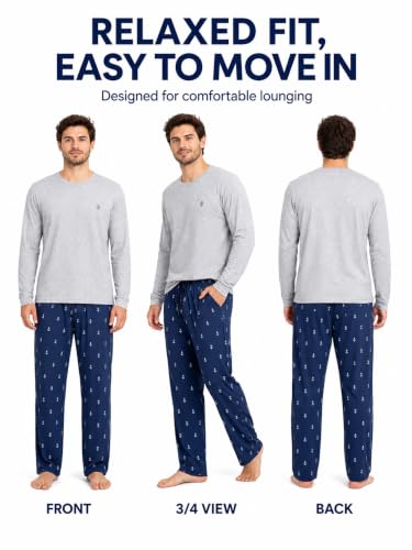 Image of Yoimira Mens Soft Pajama Set Short /Long Sleeve 2 Piece PJs with Pockets