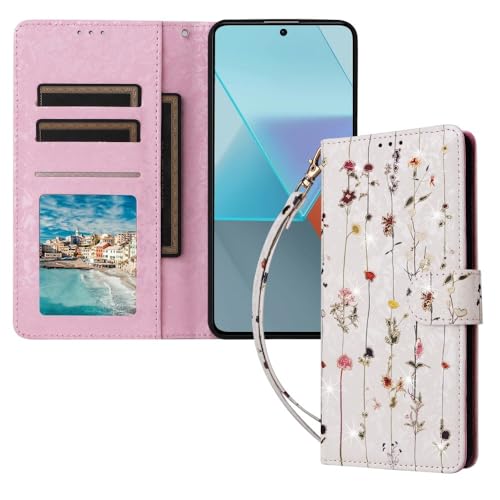Housse en cuir Xiaomi Redmi Note 14 4G étui à rabat finitions soignées Thousand Flowers