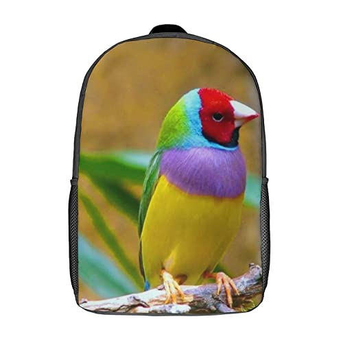 Sac à dos imprimé en 3D Gouldian Fashion avec grand compartiment de 17 pouces