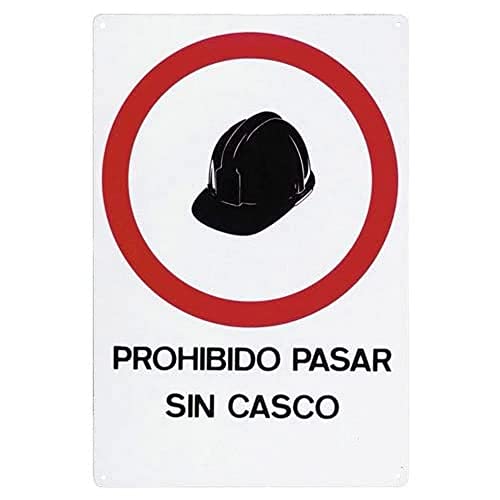 Cartel Prohibido Pasar Sin Casco 30X21 Cm.