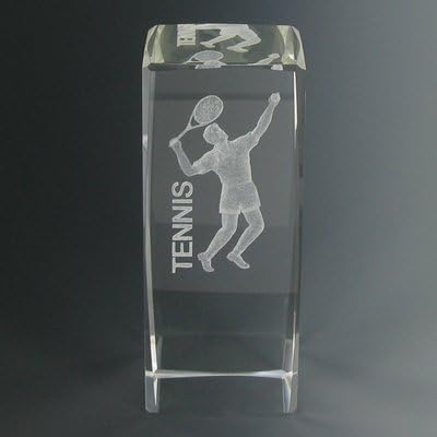 SHOP AWARDS AND GIFTS Crystal Male Figure Tennis Trophy Award, Sports Tournament Winner Prizes, 4 1/2 Inch