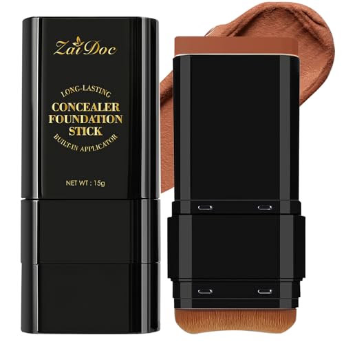 ZAIDOC Concealer Foundation Stick, 2-in-1 Long-Lasting Foundation and Concealer with Brush, Creamy Full Coverage for Dark Circles & Blemishes, Hydrating Olive & Camellia, 2.09 Oz (07#)