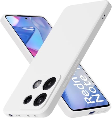 Image of DIZORO Compatible with Mi Redmi Note 13 5G Back Cover with Upgraded Square Edges for Camera Protection Shockproof Flexible Matte Liquid Silicone Mobile Phone Case (White.)