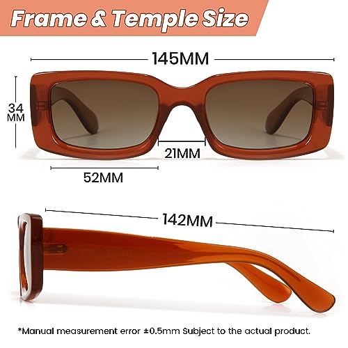 Image of Veda Tinda Vision Rectangle Sunglasses Men Tinted Polarized Big Square Retro 90s Vintage y2k Glasses for Women UV Protection