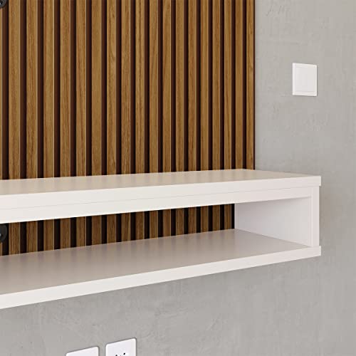 Painel Estante para Tv Cissa Smart 43 42 50 Polegadas Nicho Sala Quarto (Ripado Off White)