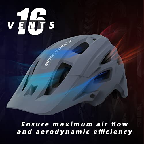 Extremus Aerolander Mountain Bike Helmet, Certified Bike Helmets For Adults Men Women, One-Piece Construction Road Cycling Helmet, Mtb Lightweight Bicycle Helmet With Visor & Safety Rear Light #TOP2