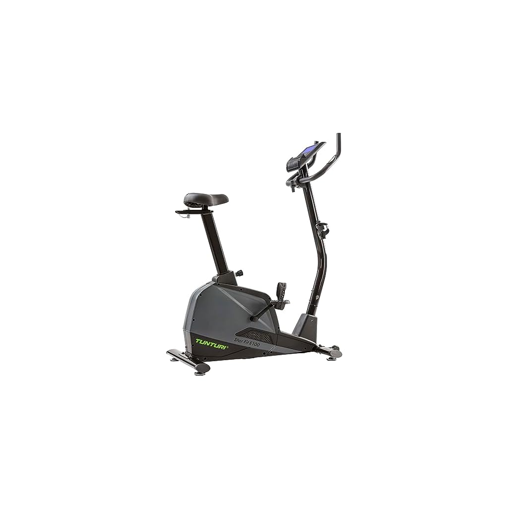 Tunturi Star Fit E100 Hometrainer voor thuis, 24 weerstandsniveaus, 20 trainingsprogramma's, met hartslagsensoren, roterende massa van 8 kg