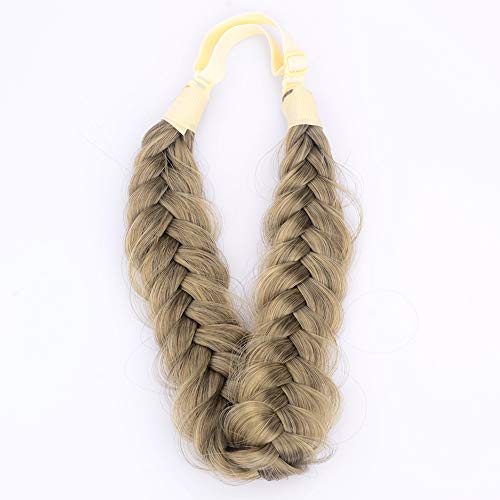 Gledola Messy Synthetic Hair Braided Headband Classic Chunky Wide Plaited Headband for Women Girl Beauty (Dark Ash Blonde) - Image 4