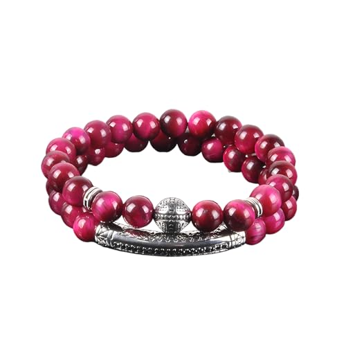 Pulseras de cuentas elásticas cómodas sin broches de ágata rosa para uso diario