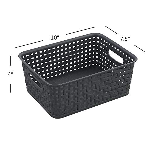 Readsky Small Woven Plastic Storage Baskets, Plastic Baskets For Shelves, Gray, Pack Of 6 #TOP3