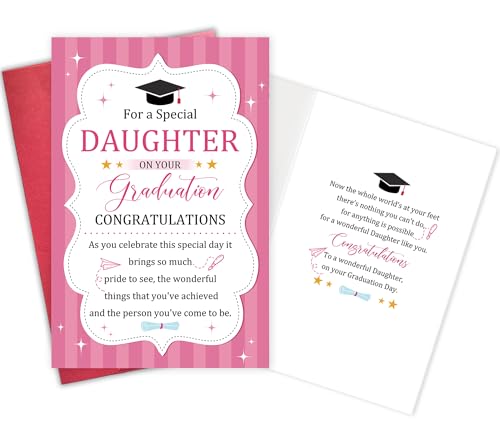 Gevinna Inspirational Daughter Graduation Card, High School or College Graduation Card for Daughter, Congratulations Gift from Mom Dad