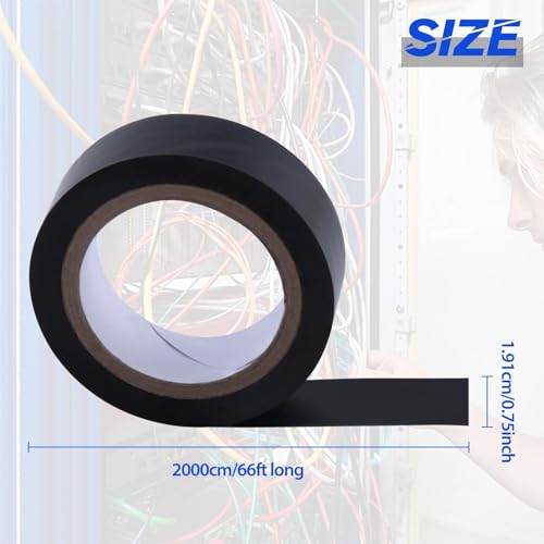 Image of 10 Rolls Electrical Tape,Black & White,3 /4 in x 66ft Electrical Tape Waterproof,PVC Electrical Insulating Tape for All Weather Wire Tape Electrical with Electrician Scissors,General Purpose