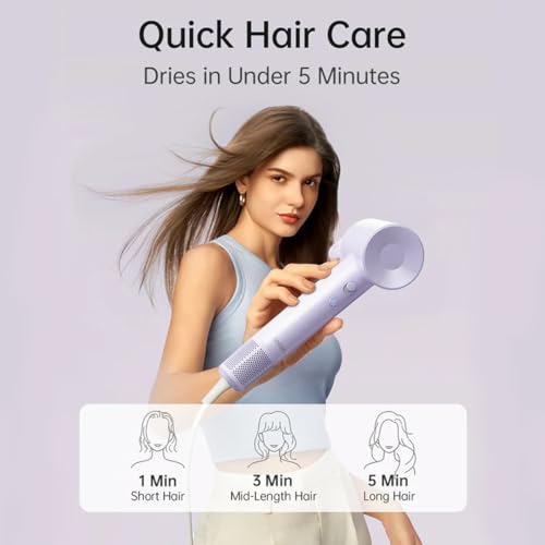 Image of Laifen Hair Dryer Se Lite Purple, 150 Million Negative Ionic Blow Dryer With 100,000 RPM Brushless Motor, 1400 Watts Powerful Fast Drying High-Speed Low Noise, Light Weight & Compact Design
