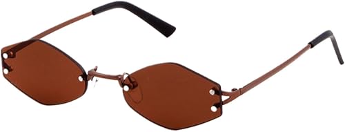 DSVIGF Sunglasses Uv400 Protection | Small Rimless Green Lens | Women Men for Ou