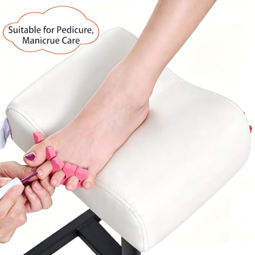 Image of Pedicure Manicure Footrest & Pedicure Stand, Manicure Nail Care Tool, Height Adjustable with Soft Cushion, Non-Slip for Salon, Spa, Home Use, White