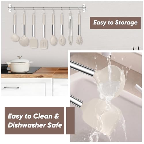 Image of TeamFar Kitchen Utensils Set of 8, Silicone Utensils Kitchen Tools Set