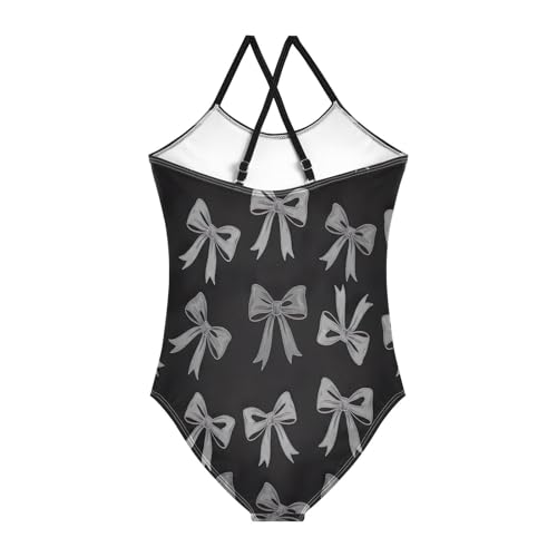 Toddler Girl Bathing Suit, Summer Beach Apparel 3-10 Y, Bows Gray Black2