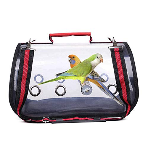 Bokze Bird Travel Carrier,Parrot Transparent Carrier Bag,Bird Carrier with Removable Standing bar, Breathable Travel Cage Single Shoulder Pouch