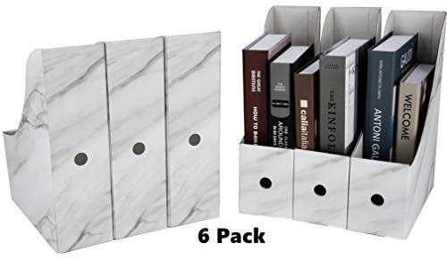 Huaprint FH6003 Magazine Holder(6 Pack, Marbling Gray) Cardboard Magazine File Holder-Folder Holder,Magazine Organizer,Document Organizer,Magazine Storage Box,With Labels thumb #1