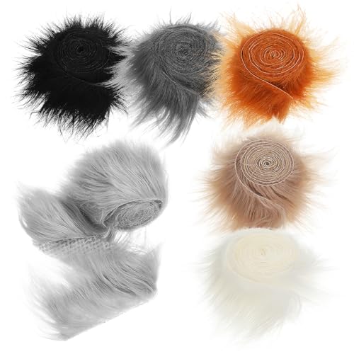 SWETRACE 6 Rolls Supple Faux Fur Trim Strips 1.5M Soft Fluffy Fabric for DIY Crafts and Home Decor Realistic Decorative Faux Fur Ribbon for Clothing and Creative Projects