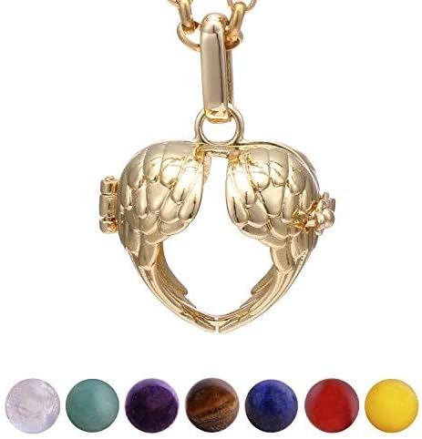 Morella Women Necklace 70 cm 27.5" Stainless Steel with Pendant and 7 Gemstones Chakra Balls in Jewellery Bag