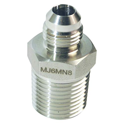 Threaded Adapting Nipple | MJIC 3/8 in. x MNPT 1/2 in. - Stainless Steel 316 - Glacier Tanks - (2 Pack)