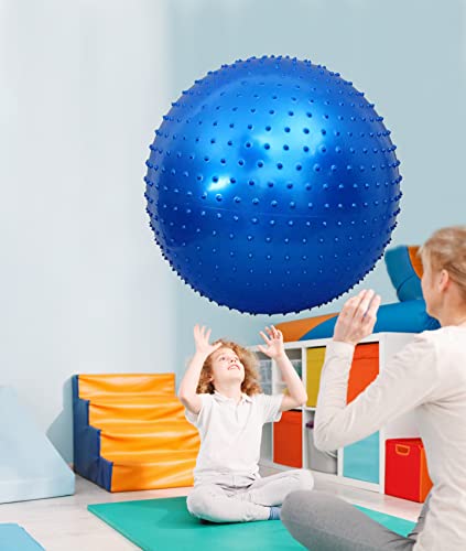 Large Sensory Massage Ball for Kids, 85 cm, Bouncing Exercise Ball, Large Inflatable Ball with Tactile Stimulation Spikes, Outdoor Yoga Ball, Large Beach Ball (85 cm, 1 Set Macaron Ball)