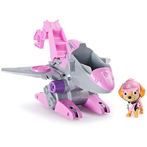 PAW Patrol, Dino Rescue Skyeâs Deluxe Rev Up Vehicle with Mystery Dinosaur Figure