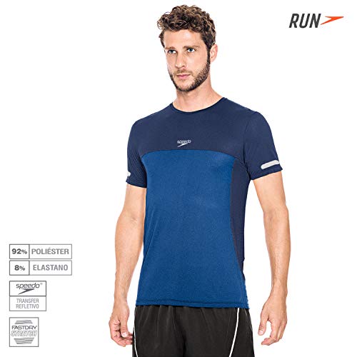 Speedo Illusion Camiseta de Manga Curta, Homens, Azul, P