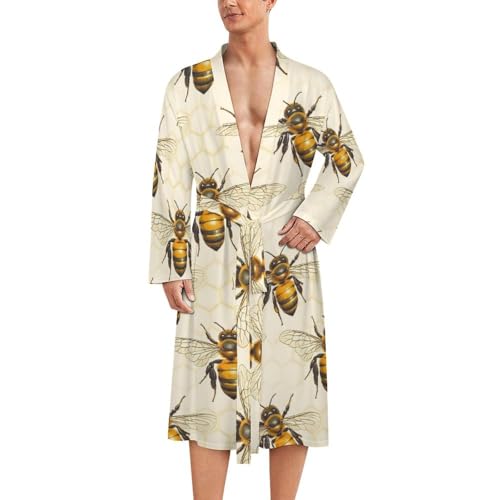 Peignoir de bain homme motif abeille, le cadeau kimono original et utile