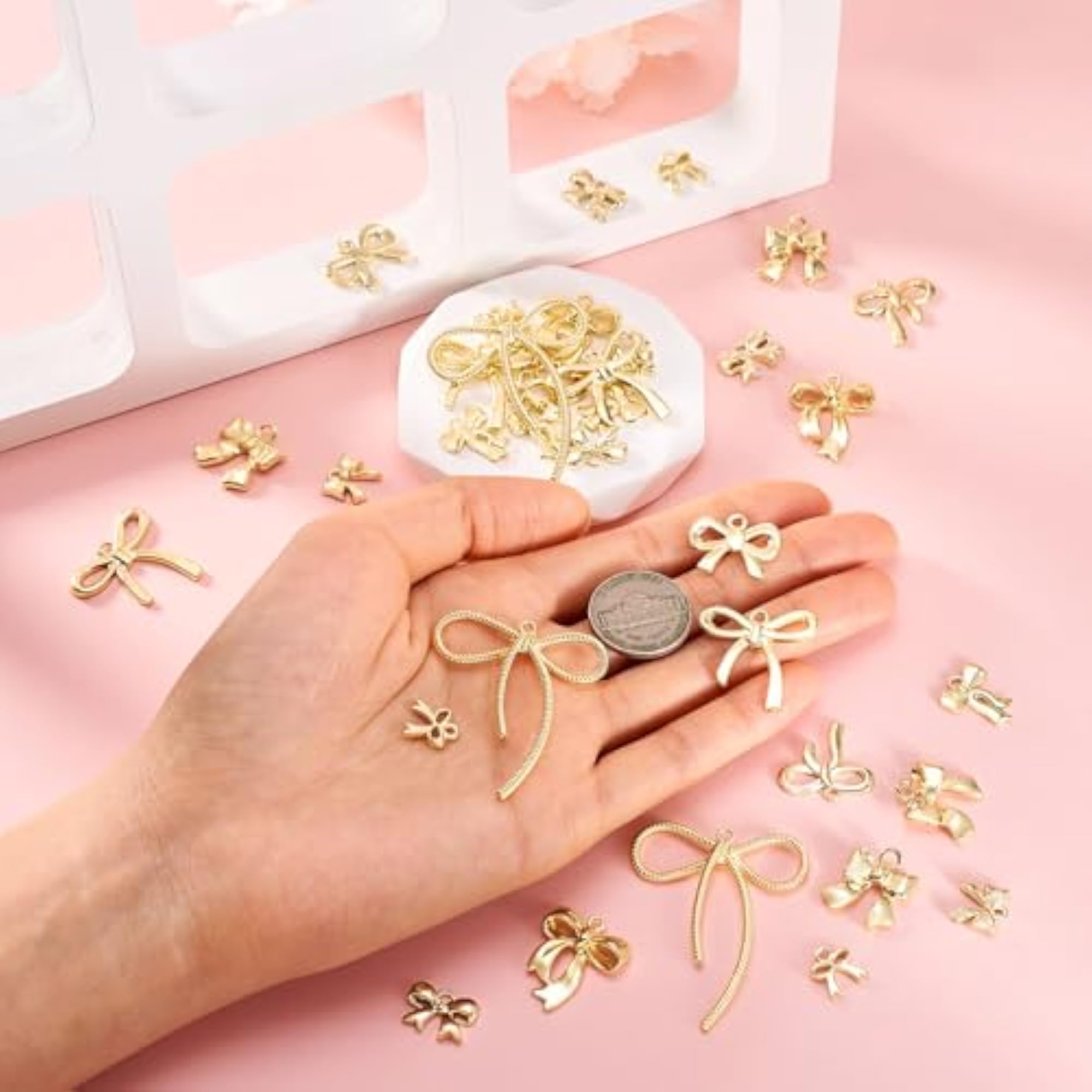 Alloy Bowknot Charms for Jewelry Making, Cute Dangle Pendants