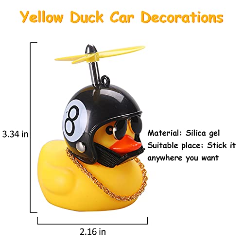 Image of wonuu Rubber Duck Car Decorations Cute Yellow Duck Car Dashboard Ornaments with Propeller (W-8&Black)