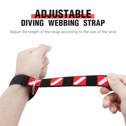 Dawitrly Wrist Strap, Adjustable Wristband with Stainless Steel D Ring, Suitable for Dive Lights, Flashlights, Cameras, Compass, Dive Slates, for Divers and Snorkelers (2 Pack)
