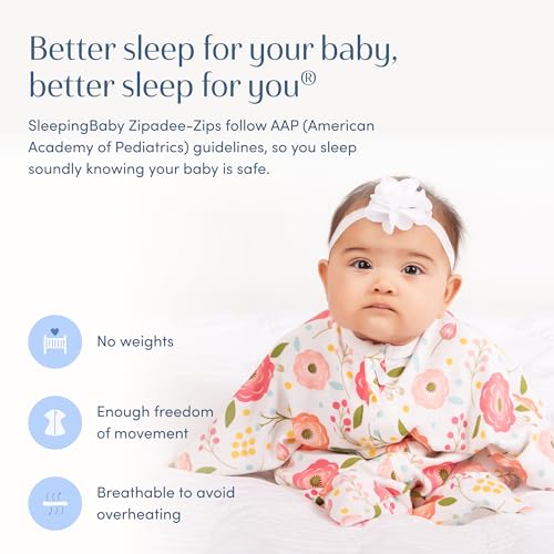 Image of SleepingBaby Zipadee-Zip Transition Swaddle - Cozy Baby Swaddle Blanket with Zipper Convenience - Roomy Wearable Blanket for Easy Diaper Changes - Pretty Pink Poppy, Medium (6-12 Month)