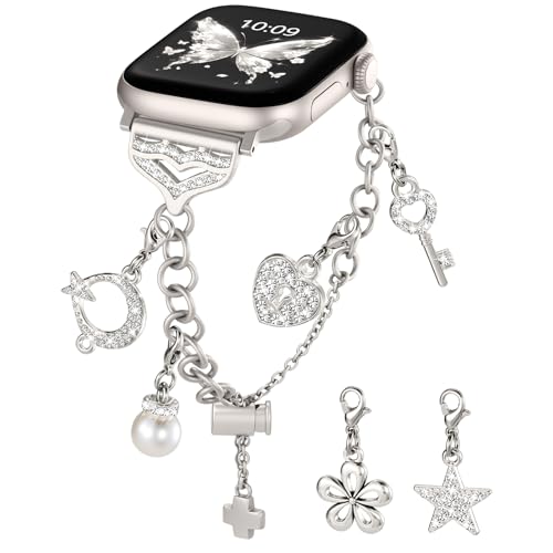 DaQin Stylish Metal Starlight Band for Apple Watch Bands Women 40mm 41mm 42mm 44mm 45mm 46mm 38mm, Bling Bracelet Dressy Apple Watch Accessories Charms for iWatch Band Series 11 10 9 8 7 6 5 4 3 2 SE - image 1