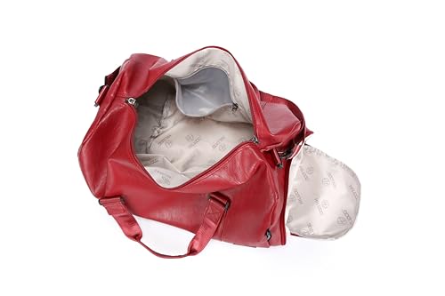 Leather Sports Gym Tote Bag with Shoes Compartment & Wet Pocket, Travel Duffel for Men & Women, Shoulder Weekender Overnight Bag for Yoga, Pilates, Swimming4