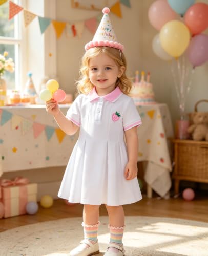 Move Dance Little Girls Dress 4T 5T White Strawberry Polo Casual Outfit - image 2