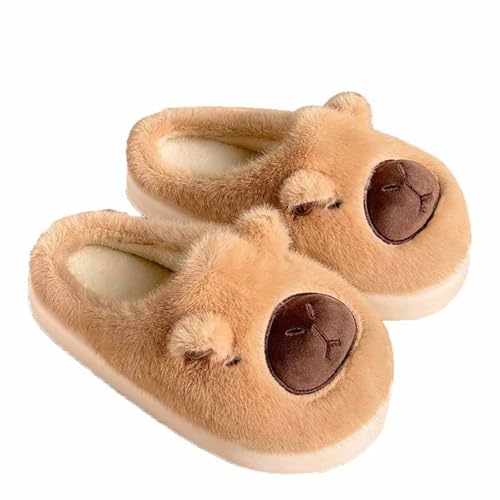 Cute Capybara Cotton Slippers Fluffy Comfortable Warm Winter Slippers for Women House Slip On Shoes Non Slip Slippers Animals Christmas Gift