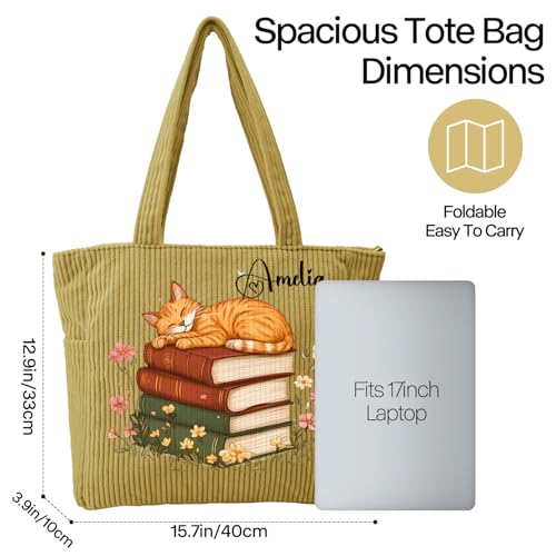 Bolso tote de felpa para mujer, personalizable con nombre, grande, con cremallera, para trabajo, viaje y compras, ideal como regalo para el Día de la Madre, graduación o cumpleaños miniatura 4