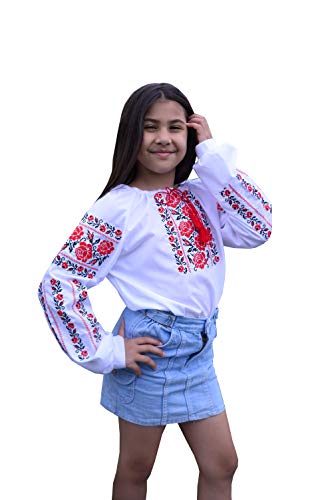 Chemisier ukrainien brodé avec ceinture fille cadeau traditionnel unique