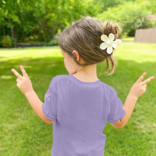 Image of Girls Cute Christian Shirts Kids Pink Bow Shirt Jesus God Faith Tshirts Aesthetic Cross Bible Verse Graphic Tee Tops