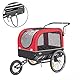 CXWXC Fahrradanhänger für Hunde 2 in 1 Fahrradanhänger & Jogger hundewagen mit Stoßdämpfer, Hundeanhänger Maximale Belastbarkeit 40KG/88LBS (Rot)