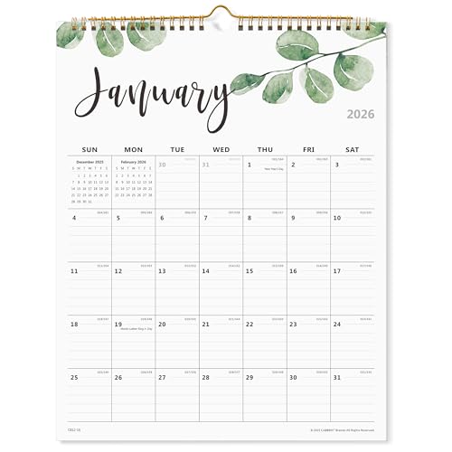 2026 Monthly Wall Calendar, Runs from January 2026 to June 2027,12 x 15 Inches, Twin-Wire Binding, Perfect for Organizing & Planning
