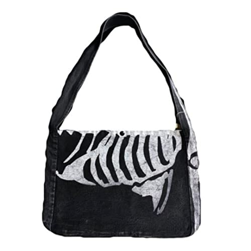 Gothic Grunge Messenger Bag - Skull Purse (Grey) by GGOOB - Used condition - US$21.92
