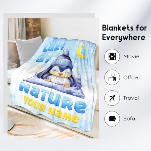 Custom Penguin Blanket, Cute Soft Throw Gifts for Kids, Cozy Flannel Throw Blankets for Couch Sofa, White 30"x40"