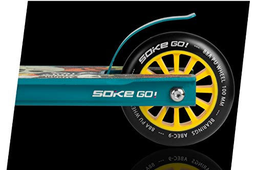 SOKE Stunt Scooter GO! Kick-Scooter mit ABEC 9 Kugellager Tretroller Trick Roller für Erwachsene und Kinder Zweirad Freestyle Cityroller | 2 Räder | Tragkraft 100kg (Blau, Gelb)
