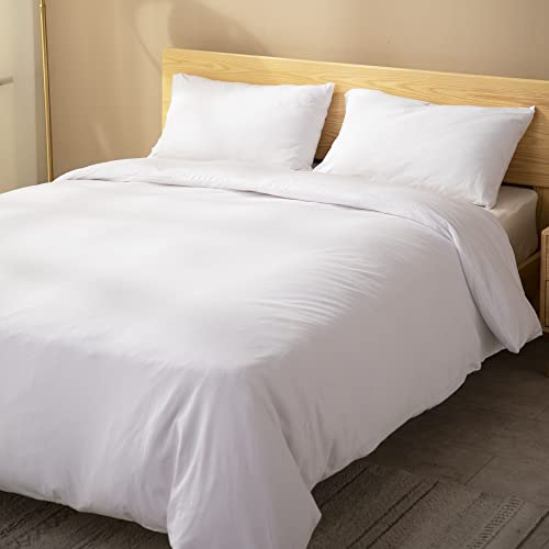 Atsense Jersey Knit Duvet Cover King, 100% T-Shirt Cotton Super Soft And Breathable, 3 Pieces White Bedding Duvet Cover Set, Farmhouse Comforter Covers With Zipper Closure (No Comforter) #TOP2